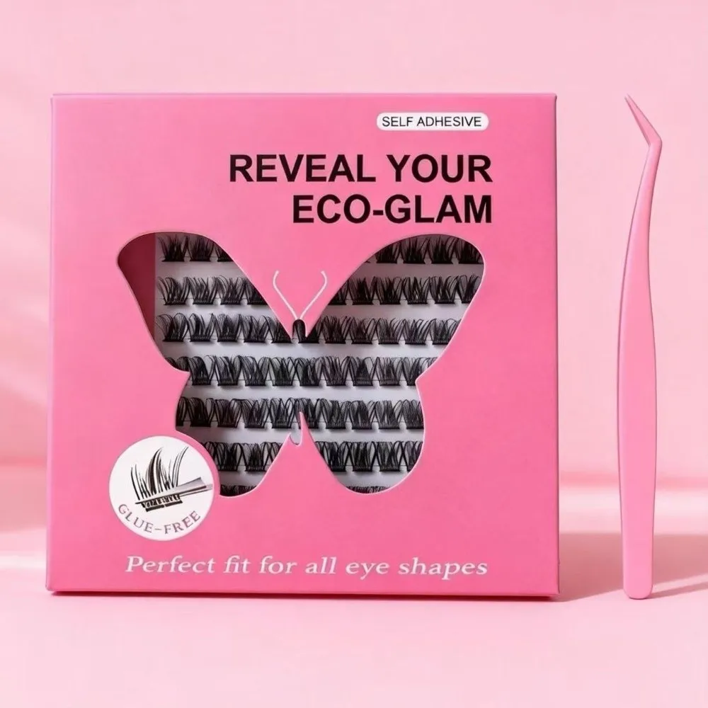 Natural Look DIY Lashes Extension Kit Fluffy No Glue Needed Individual Lashes Clusters Easy Application False Eyelashes