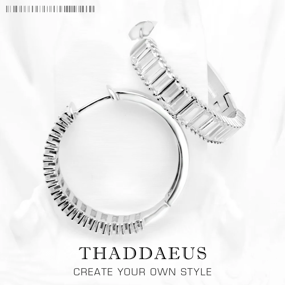 

Серьги-кольца с белыми камнями женские, из серебра 925 пробы