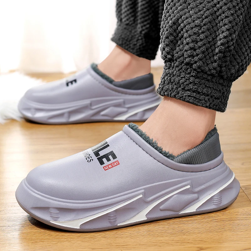 Winter Men's Warm Slippers Cotton Slippers Wrap Heels Indoor Outdoor Warm Shoes New Men Women Bedroom Home Plush Warm Slippers