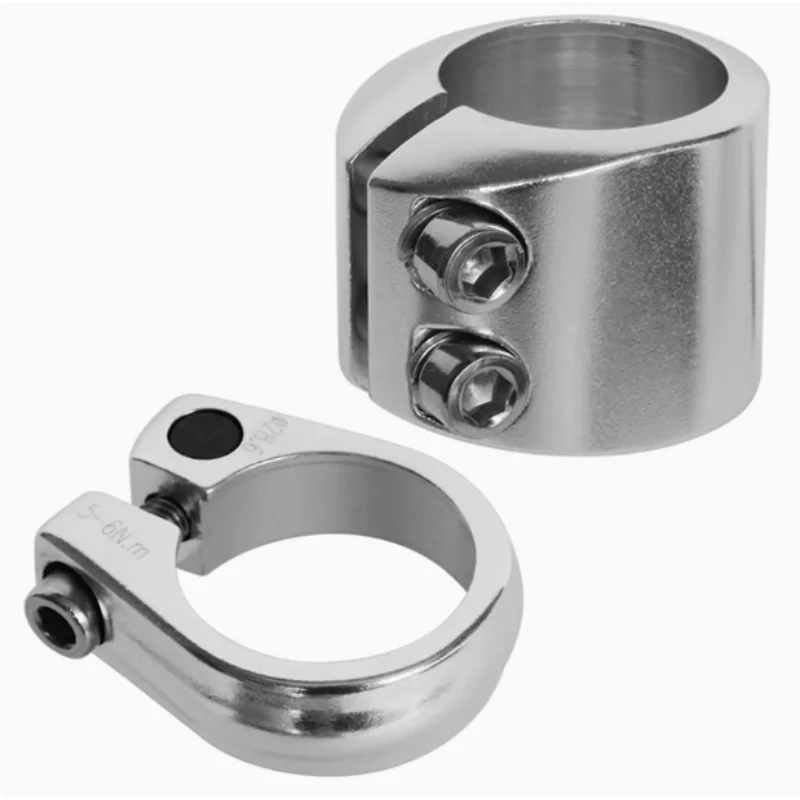 Bicycle retro steel tube car dead fly polished silver 28.6/31.8 double-layer locking seat pipe clamp code