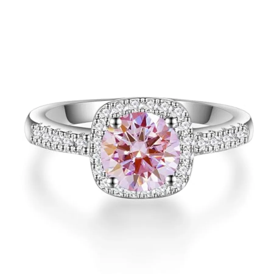 

1 Carat Moissanite Engagement Ring for Women D Color VVS1 Clarity Moissanite 925 Sterling Silver Promise Eternity Rings