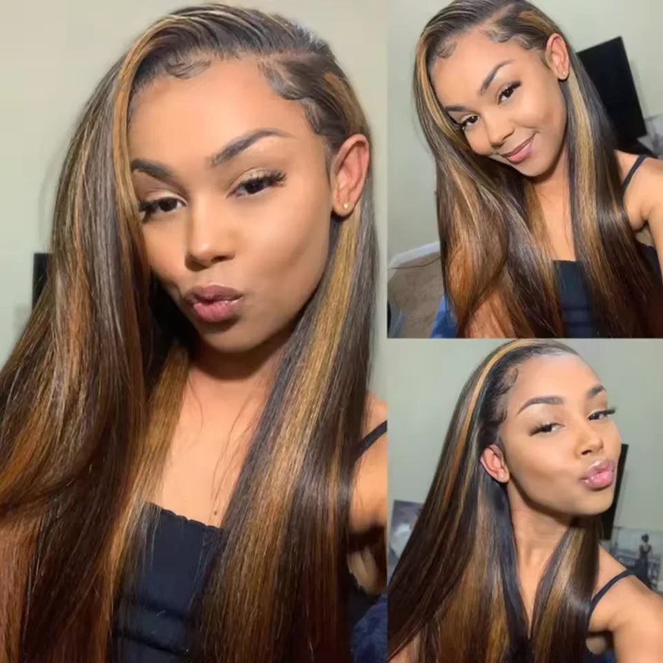 FB 30 تسليط الضوء على شعر ريمي مستقيم 46 بوصة طويلة 13x6 HD شعر مستعار دانتيل أمامي شفاف 200 كثافة شعر بشري برازيلي للنساء #2