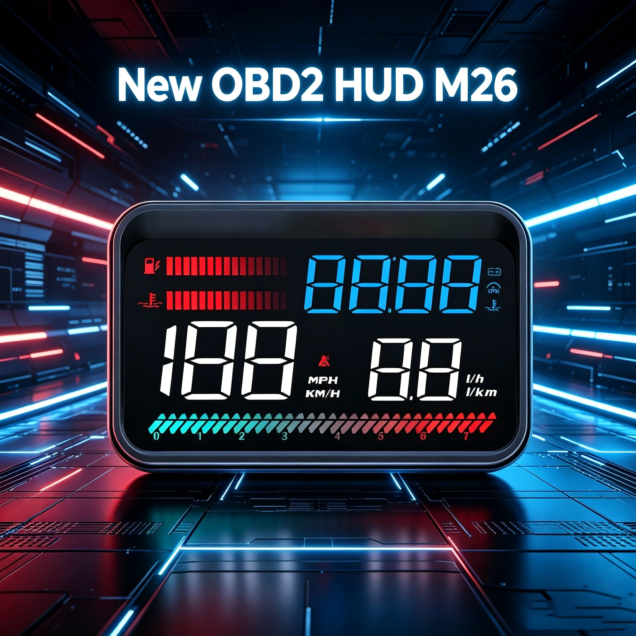 2026 Factory Universal Windshield OBD2 Smart 4-inch Widescreen LED HUD Car Speedometer Water Temperature Gauge for All Vehicles