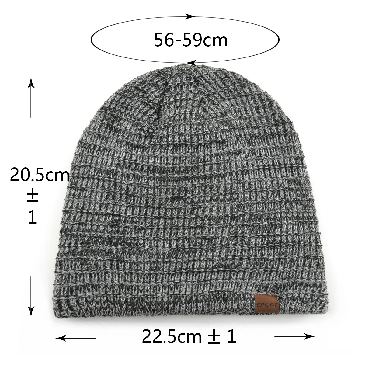 Winter Warm Skullies Beanie Men Thermal Multi-colored Knitted Minimalist Hat Thick Double-Layer Fleece Lined Skull Cap