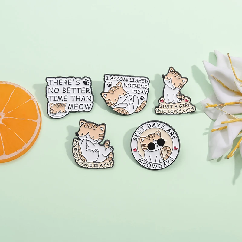2-10pcs/set Cute Cat Collection Enamel Pins Music Cats Cartoon Kitten Animal Brooches Lapel Badge  Jewelry Gifts For Friends