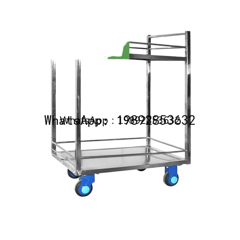 A1 Uni-Silent Flat Truck Handcart Double-deck trolley Pull truck guardrail Stainless steel trolley