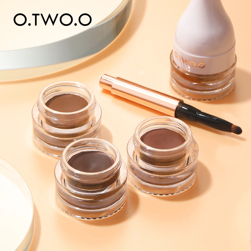 O.TWO.O Eyebrow Pomade Brow Mascara Natural Waterproof Long Lasting Creamy Texture 4 Colors Tinted Sculpted Brow Gel with Brush