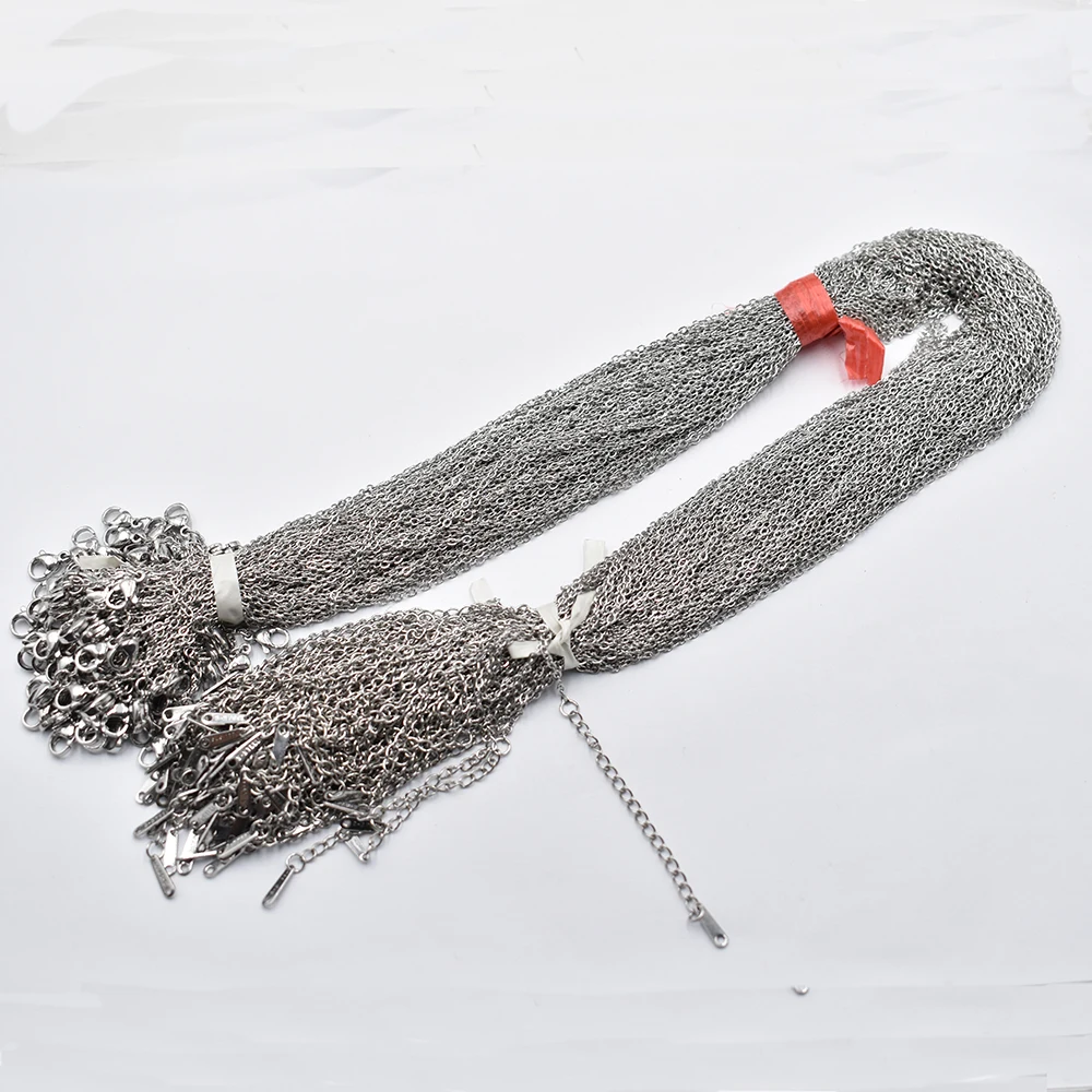 Großhandel 100 Stück/Lot 1,5mm 40+5cm Edelstahl-Halskette Edelstahlketten kubanische Gliederketten Damenschmuck – Detail 3