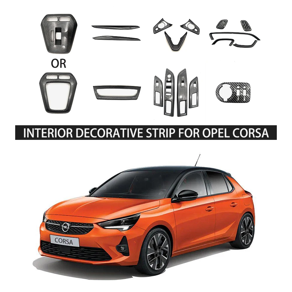 Carbon Fiber Color Interior Decorative Strip For Opel Corsa