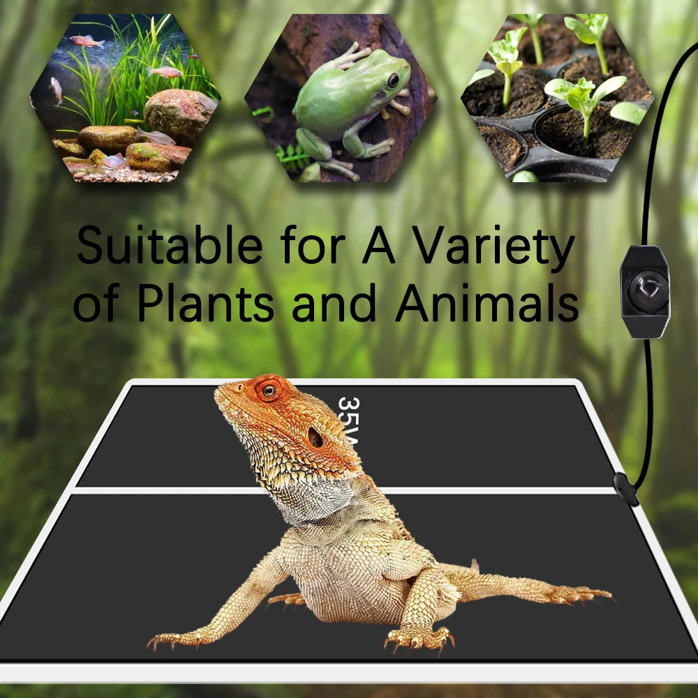 5W-35W Seeds Seedlings Plant Heating Warm Mat Indoor Garden Reptiles Heat Pad Adjustable Temperature Controller Waterproof Cover