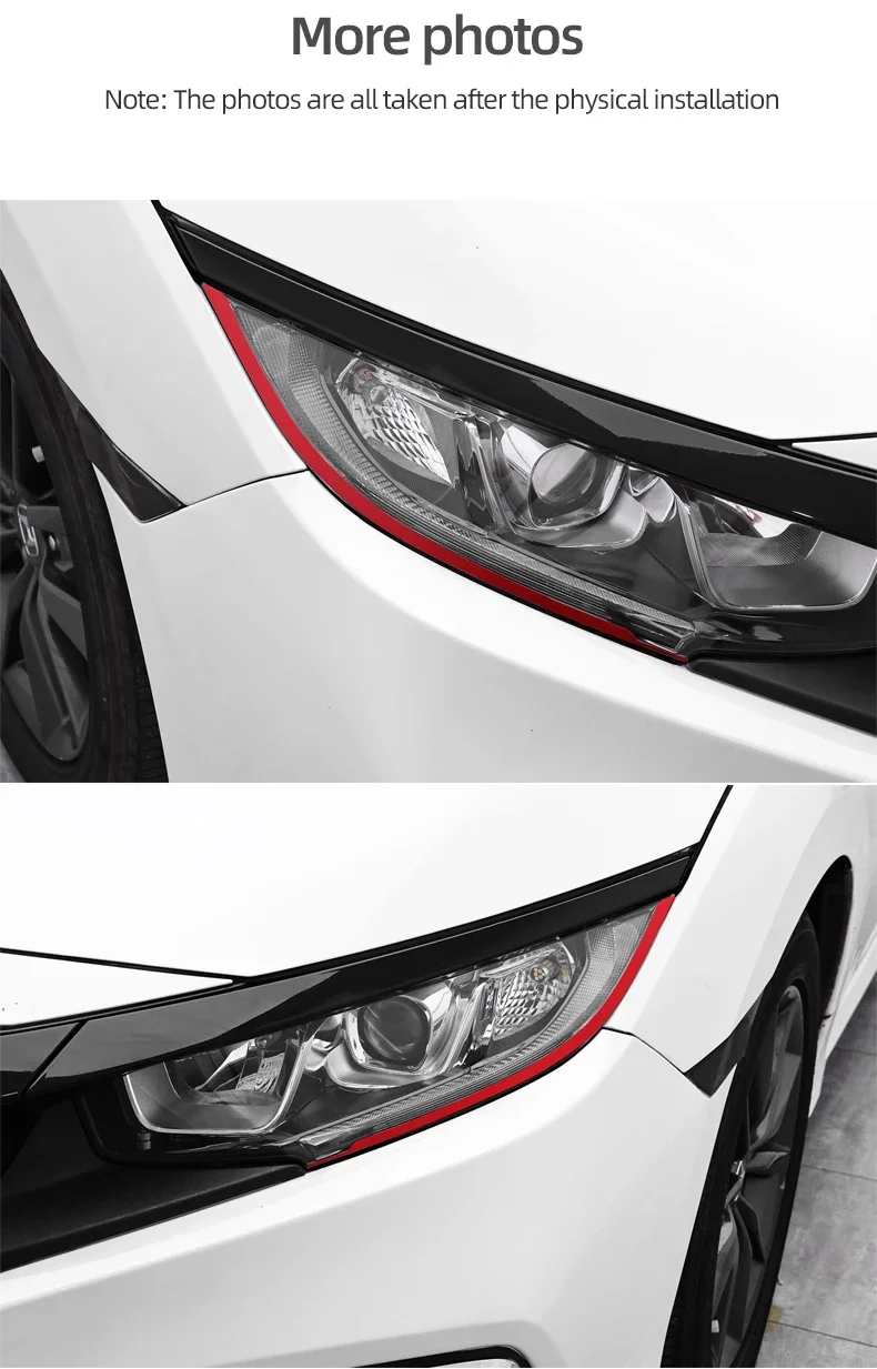 Scheinwerfer-Augenbrauen-Sportstreifen Farbwechselfolie für Honda Civic 10. Generation 2016-2020 2021 zum Schutz der Karosserie und als Dekorationszubehör – Detail 5