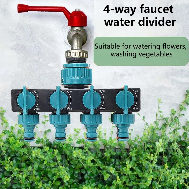 Watering Hose Connection Water Line Splitter 4-Way Water Splitters Garden Gadgets Irrigation System Connector Fittings Valve