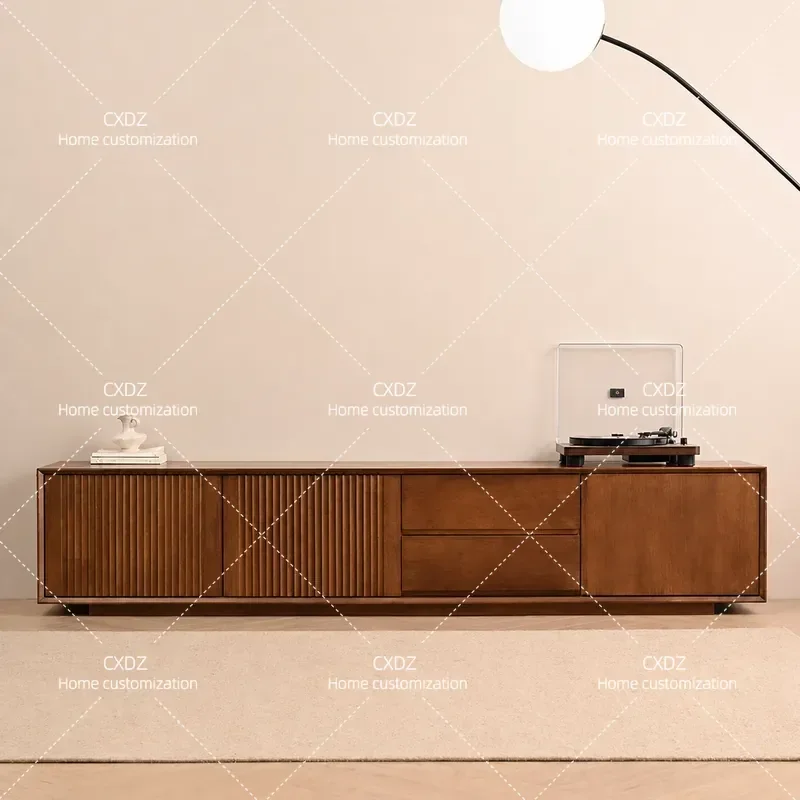 Solid Wood TV Cabinet Simple Modern Living Room Wall Mounted Floor to Ceiling Home Entertainment Center Small Apartment