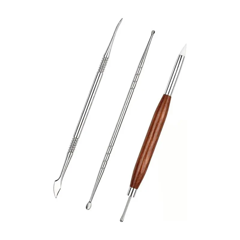 AA20-3Pcs Dual Ended Manicure Sculpting Tools 3D Gel Manicure Carving Modeling Set For Manicure Art Salon DIY