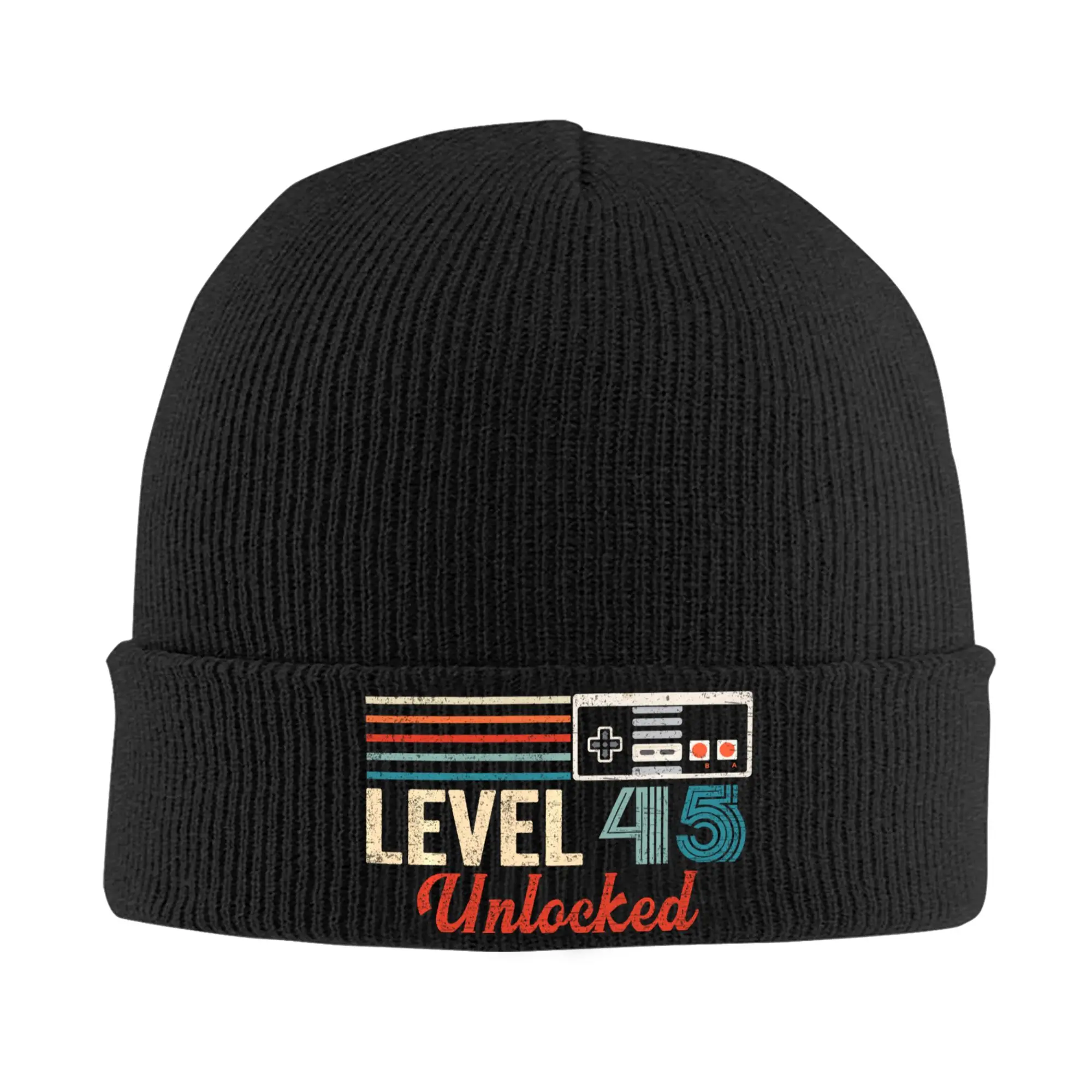 Unlocked Level 45 Birthday Knitted Hat Autumn Winter Beanie Warm Video Game Controller Caps Men Women Acrylic Hip Hop Skullcap