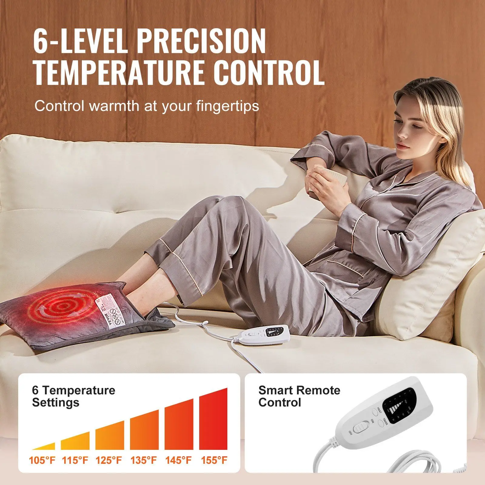 تسخين كهربائي مزدوج الجوانب جهاز تدفئة القدمين 15.4 بوصة × 15.0 بوصة وسادة تدفئة القدم واليد #3