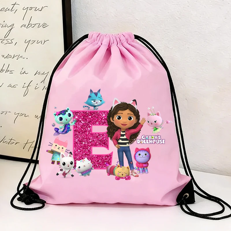 

Gabby Dollhouse Drawstring Bags Anime Letter Waterproof Gym Bag Bundle Pocket Cartoon Fitness Sports Shoulders Bags Girls Gift