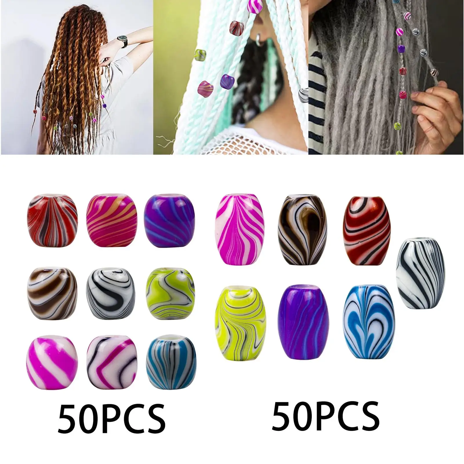 50x ผมถักเปียลูกปัดถักเปียผมแหวนลูกปัดพลาสติกแหวนผมสําหรับ Braids