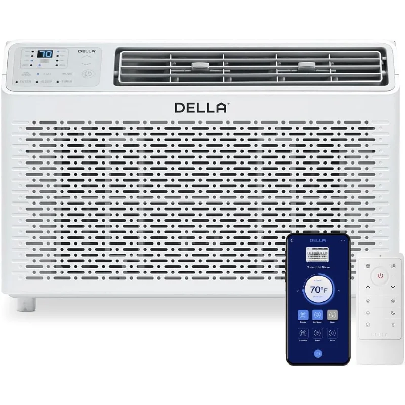 

Энергосберегающий оконный кондиционер DELLA 8000 BTU, работает с Alexa, подходят до 350 кв. Ft, GEO Location, блок переменного тока с WIFI