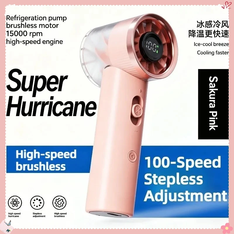 

USB Rechargeable Handheld Fan Ice Cool Turbo Fan Portable Brushless Motor Mini Cooling Fan for Outdoor Camping Travel Office