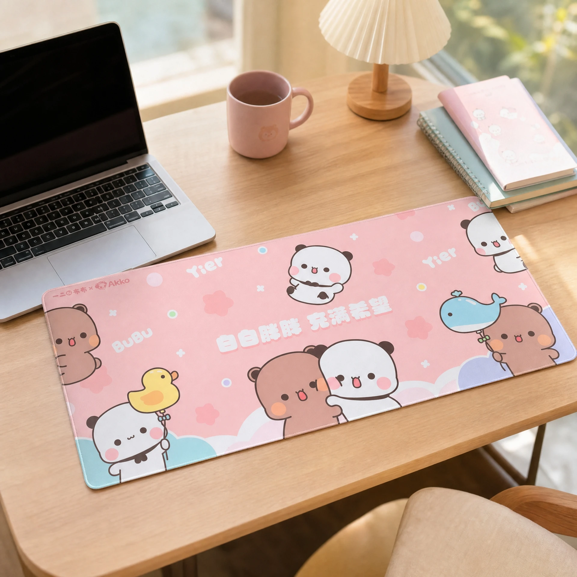 Akko Mouse Pad Dudu and Bubu Theme 900x400mm Large Size Finely Stitched Edges Non-slip Desk Mat for Computer Office Gaming