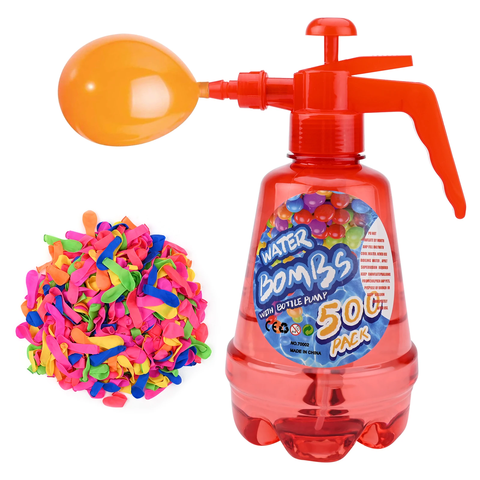 Water Balloon Pump Set 1.5L Air Water Bomb Balloon Pump with 500 Water Balloons 3 in 1 Air and Water Balloon Inflator Spray