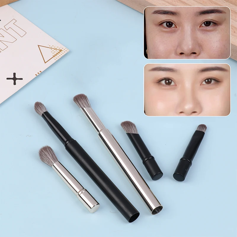 6-in-1 mini-make-upborstelset Cosmetische set Zacht haar Korte staaf Vervangbare opzetborstel Oogschaduw Concealer Reizen Complete set