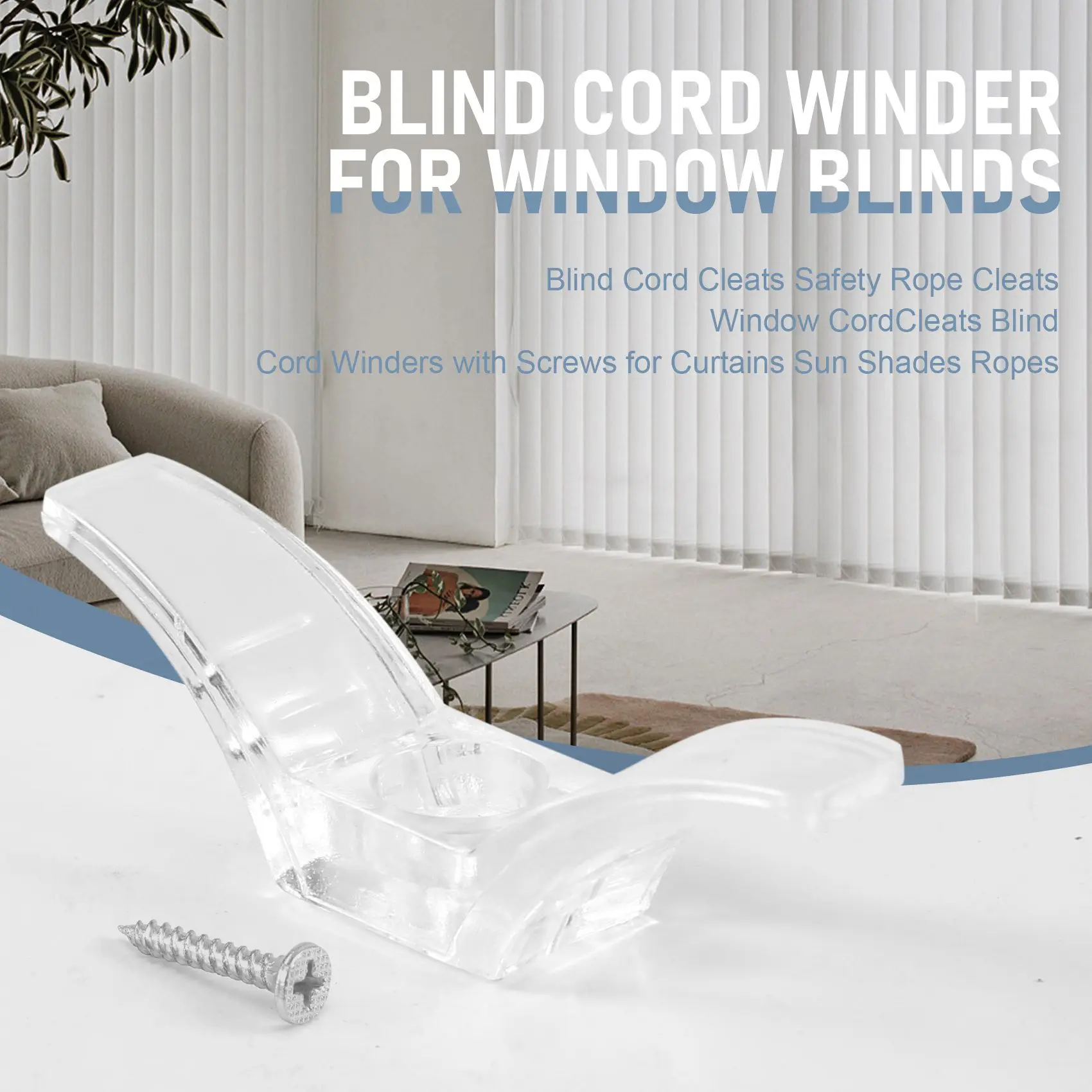 A98E-Blind Cord Cleats Safety Rope Cleats Window Cord Cleats Blind Cord Winders With Screws For Curtains Sun Shades Ropes