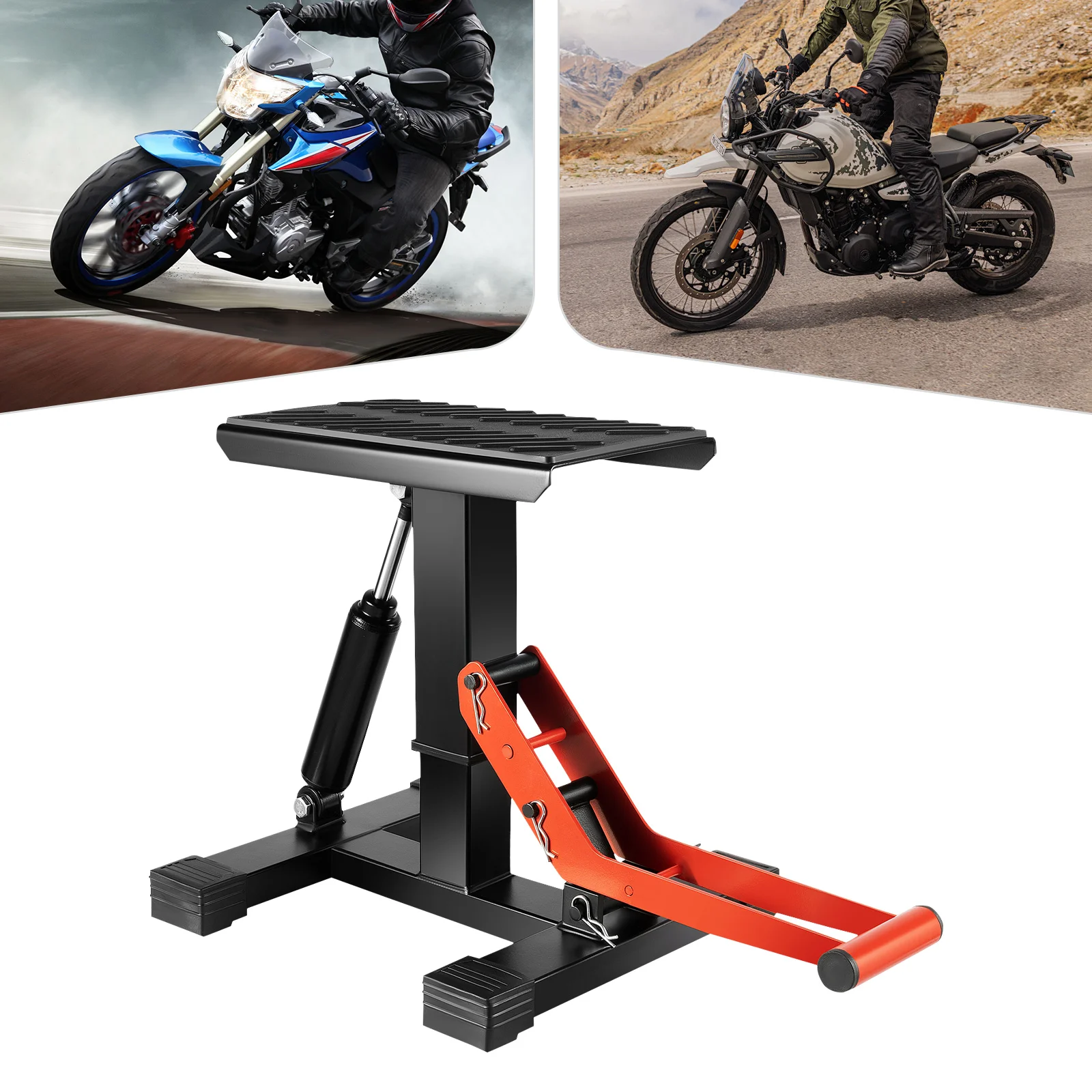 Motorcycle Lift Stand, Motorcycle jack with Safety Lock, Stable Motorcycle Support Platform, Adjustable Height