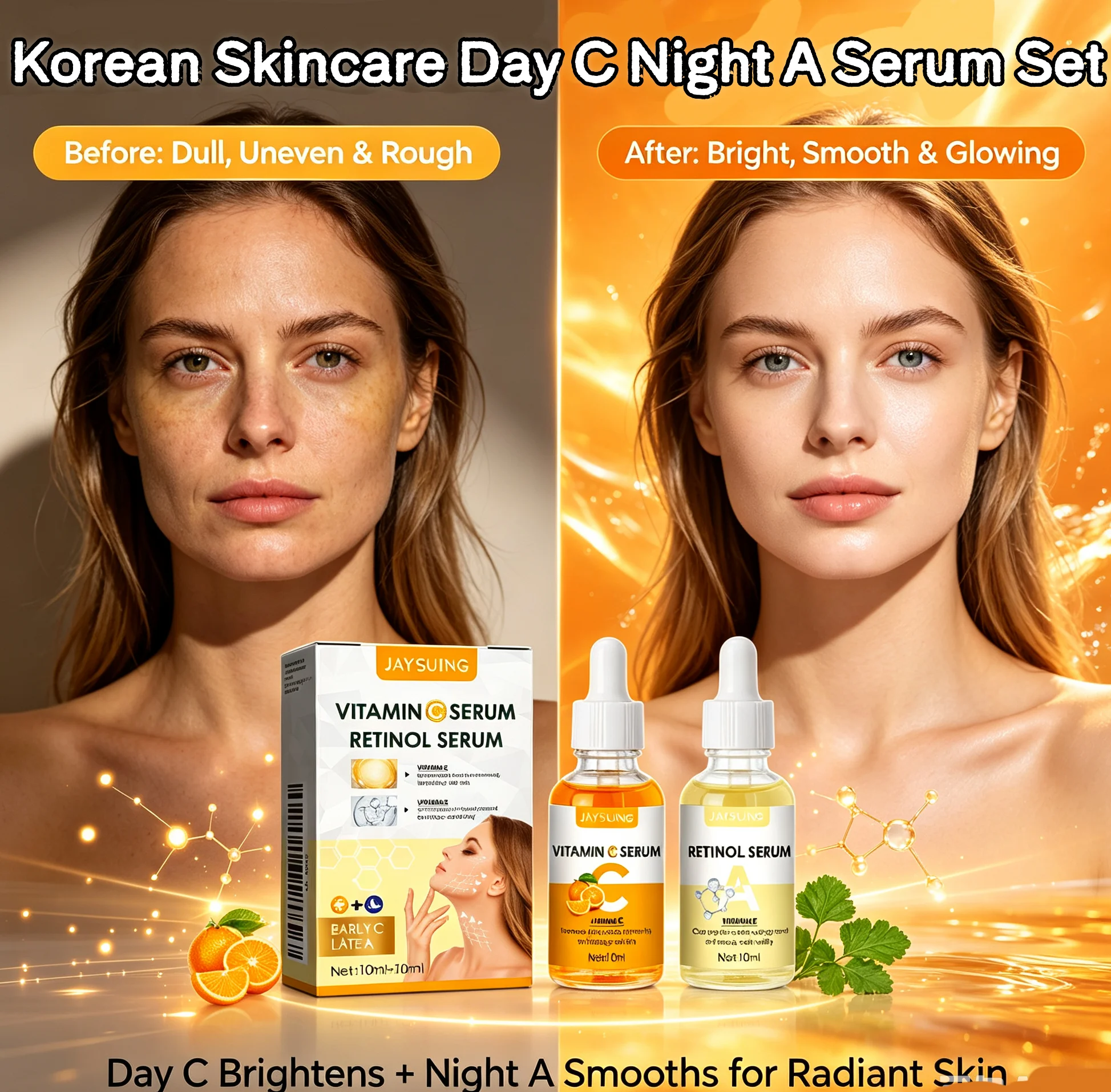 Korean Skincare Day Night Serum Set for Radiant Skin