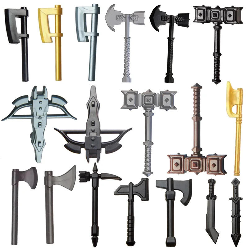 Medieval Accessories Soldier Figures Building Blocks Weapons Knife Shield Sword Armor Helmet Axe Army Children\'s Toys Gifts K150