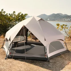 Fully Automatic Hexagonal Mushroom Outdoor Tent 3-8 Person Family Camping Mountaineering Car Self Driving Awning Beach Pergola