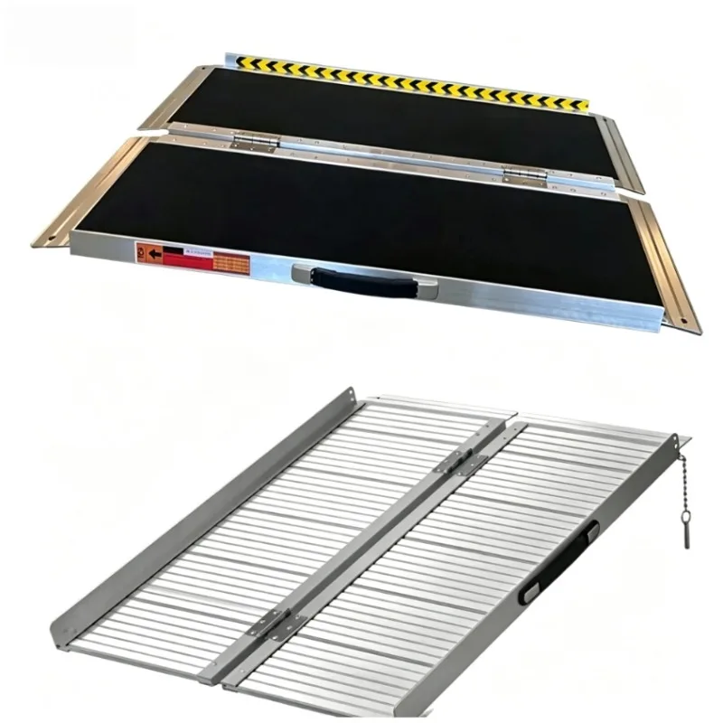 Foldable Anti-slip Aluminum Alloy Wheelchair Ramp Lightweight Portable Barrier-free Access Slope Home Doorway Entry Mobility Aid