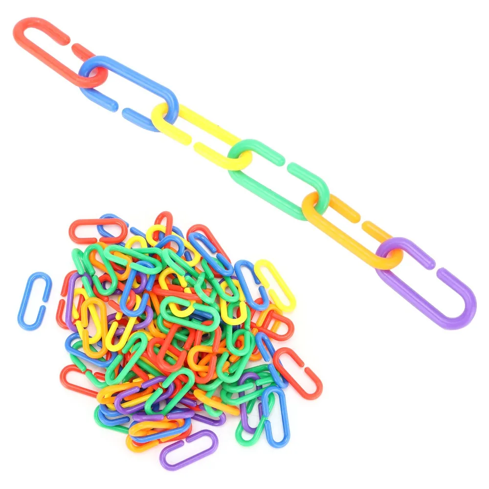200pcs Plastic Material Bird Chewing Toy Rainbow Colors Swing Climbing Educational Bird Toy Mix Color DIY Assembly