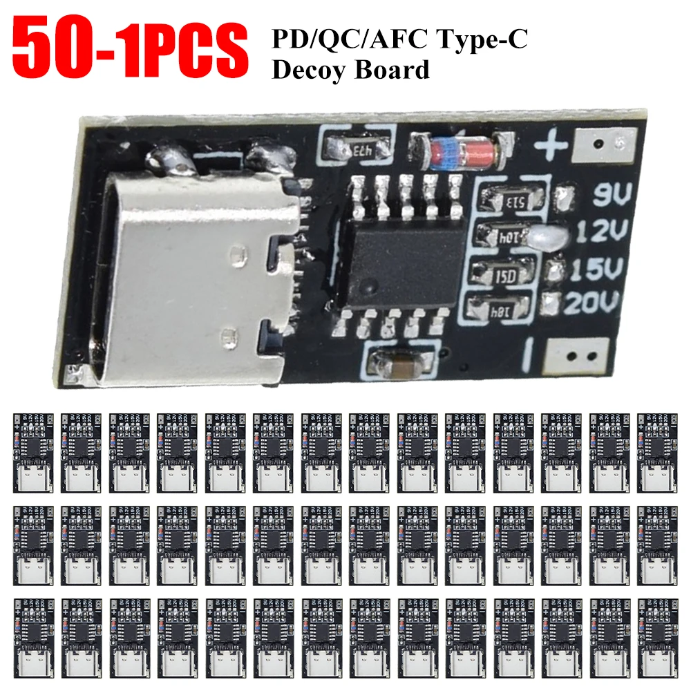 1-50pcs PD/QC/AFC Type-C Decoy Board USB Boost Module Fast Charging Voltage Protocol Trigger Board PD3.0/2.0 PPS/QC4+ FCP AFC