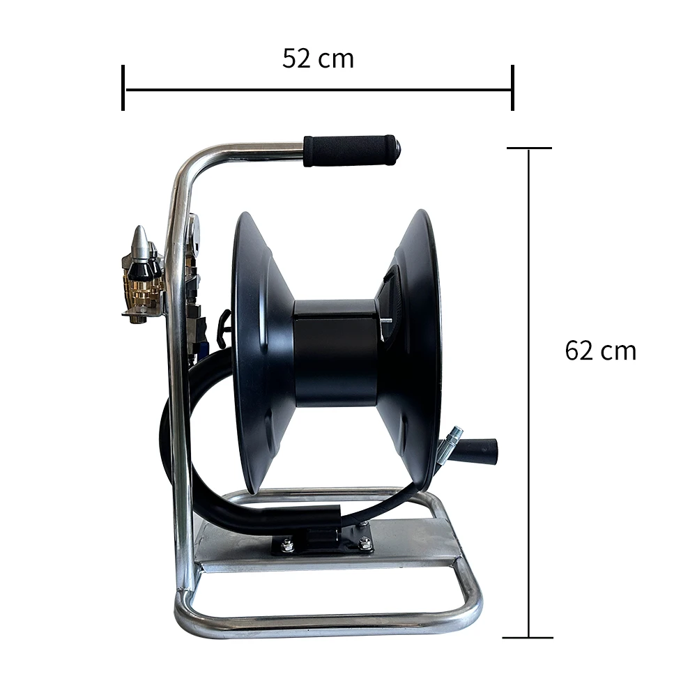 100FT Heavy Duty Industrial Pressure Washer Hose Reel 30m Car Wash Manual Pivoting Hose Reel With Sewer Nozzle