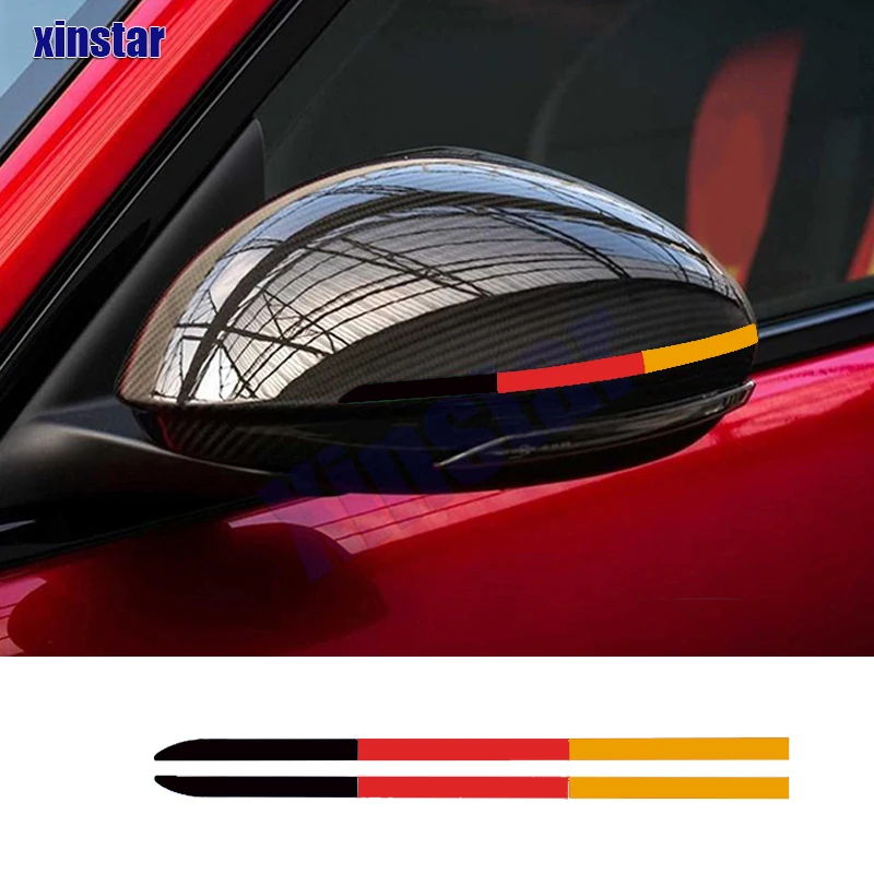 2Pcs Car Rearview Mirror Sticker For Volkswagen RLINE GolfR GTI Polo CC Touran Passat Scirocco Troc Audi Sline Quattro A4 A5 A6