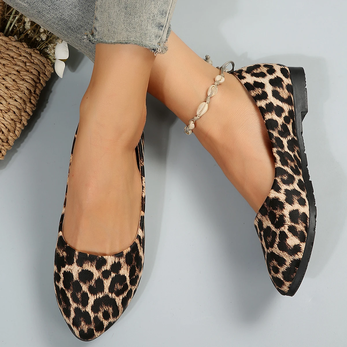 Zapatos planos con estampado De leopardo para Mujer, mocasines planos De boca baja a la moda, cómodos e informales, 2024