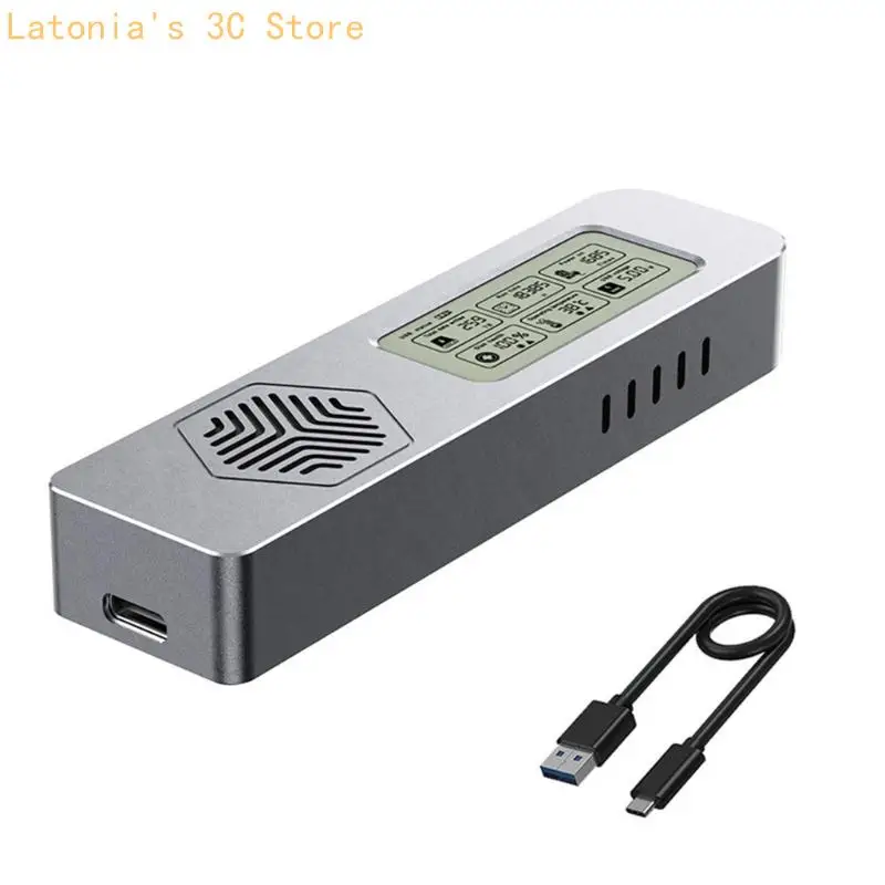 Tragbares NVMe-SATAs-SSD-Gehäuse mit LCD-Display und Lüfter zur Wärmereduzierung X3UB – Detail 4