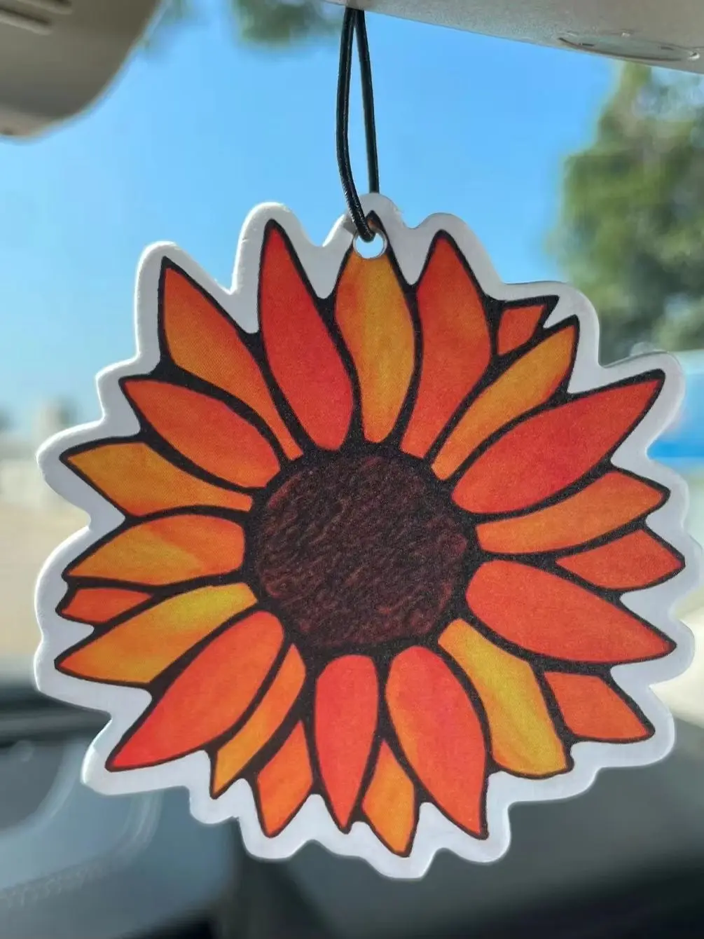 Stained Glass Sunflower Hanging Car Air Freshener, Natural Plant Extract Fragrance, Alcohol-Free, Non-Toxic, Heat Resistant, Lon