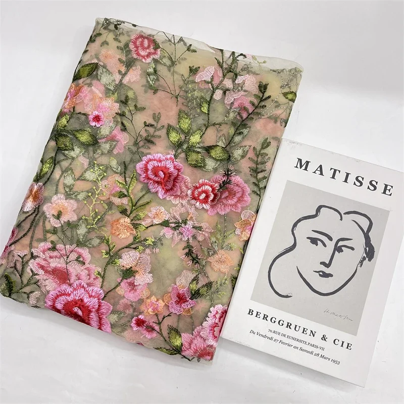 Neues Produkt: Rosen-Mesh-Stickerei-Stoff 2026 – Hochwertiger Herbst-Pflanzen-Abendkleid-Spitzenstoff für DIY-Kleider und Bekleidung