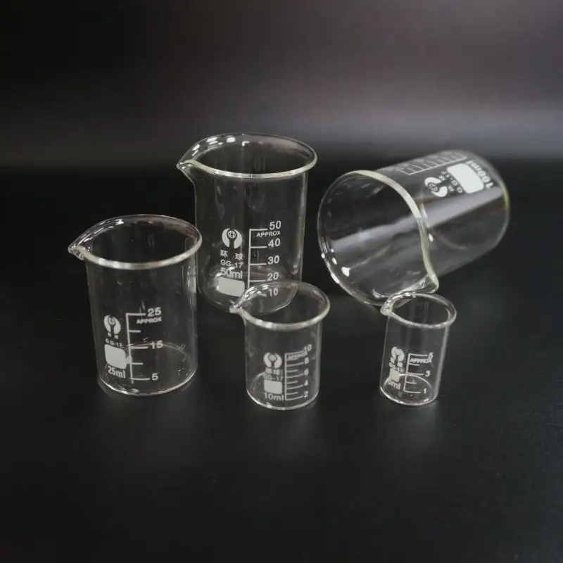 4Pcs/set 5ml/10ml/25ml/50ml Glass Beaker Pyrex Beaker Lab Measuring Cup For Lab or Kitchen Use