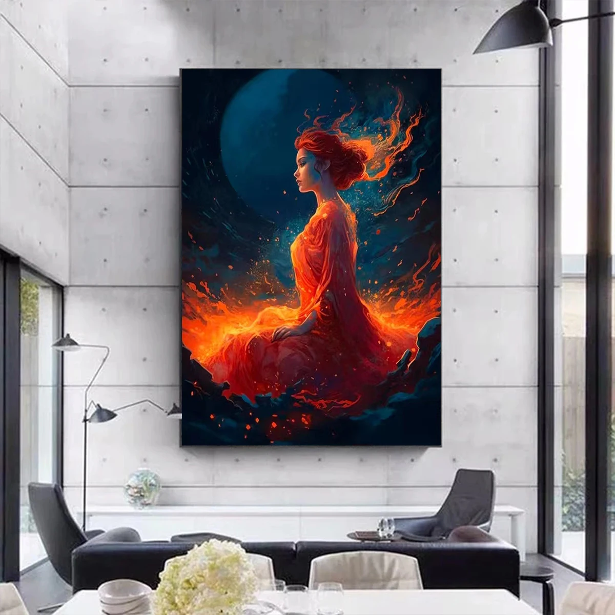 Fantasy Landscape Lava Girl Diamond Painting Diy Cross Stitch Kit Embroidery 5D Flame Portrait Diamond Mosaic Home Decor Gifts