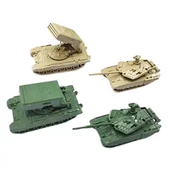 4 Pieces 1:144 Scale Tank Multiple Rocket Launchers Model Education Toy Home Decor Mini Tank Vehicles for Kids Gifts