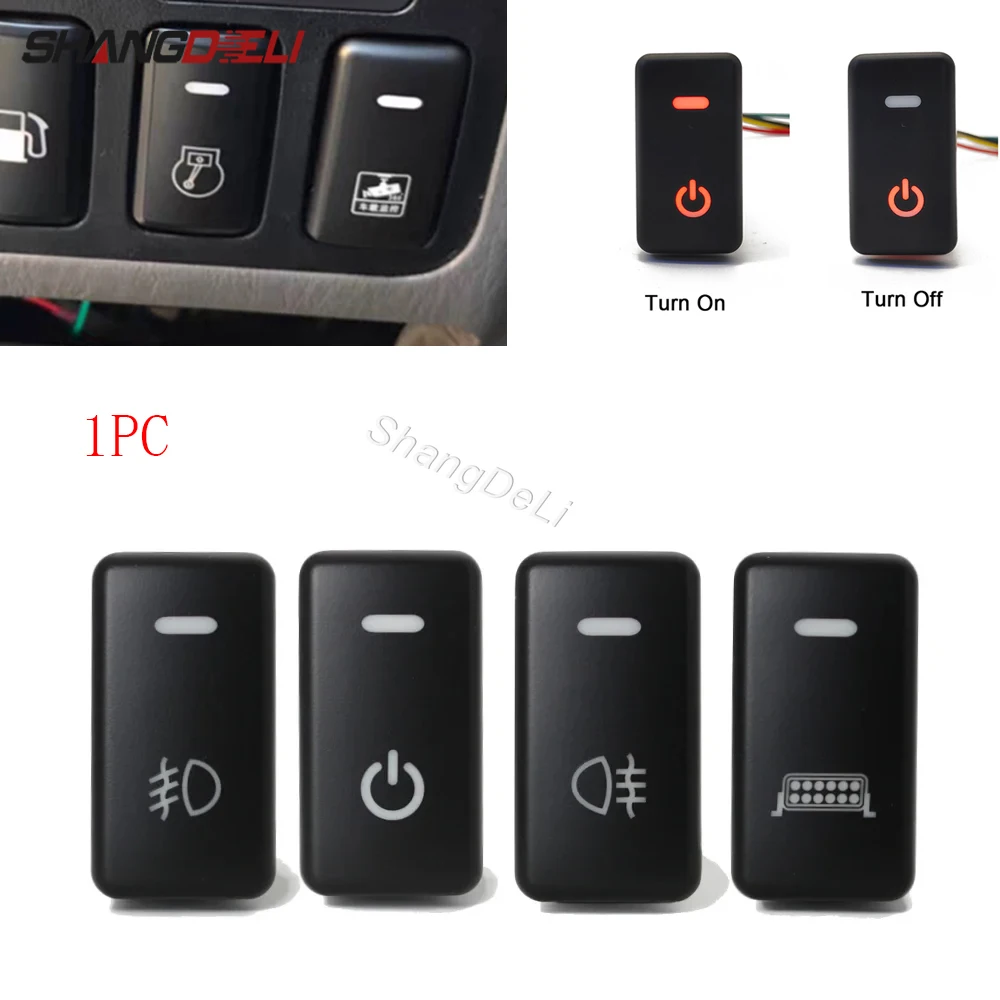 1PC Car Orange LED Light Power On Off DRL Fog Light Button Horn Switch with Wire For Toyota FJ Land Cruiser Prado 120 LC100