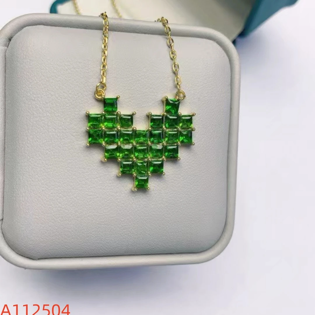 KJJEAXCMY Natural Diopside Necklace S925 silver , electroplated locking color process, high clarity Full of luster Support testi