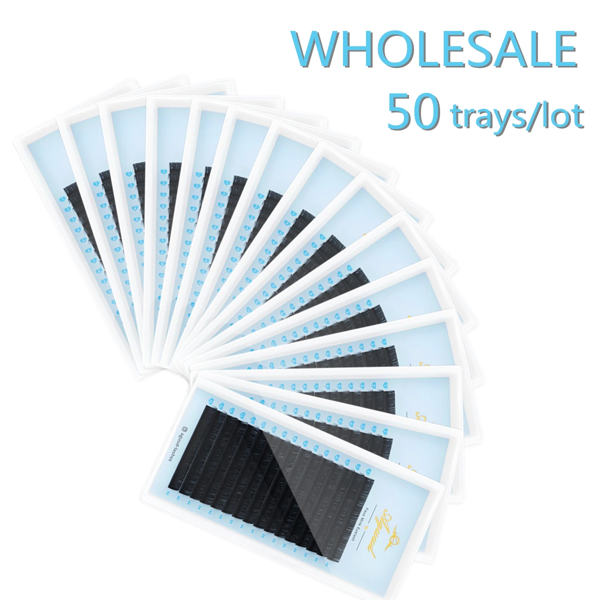 

AGUUD 50 trays/lot Classic Eyelash Individual Loose Base Mink Russian Volume Black Cashmere Normal Fanning Eyelashes Wholsesale