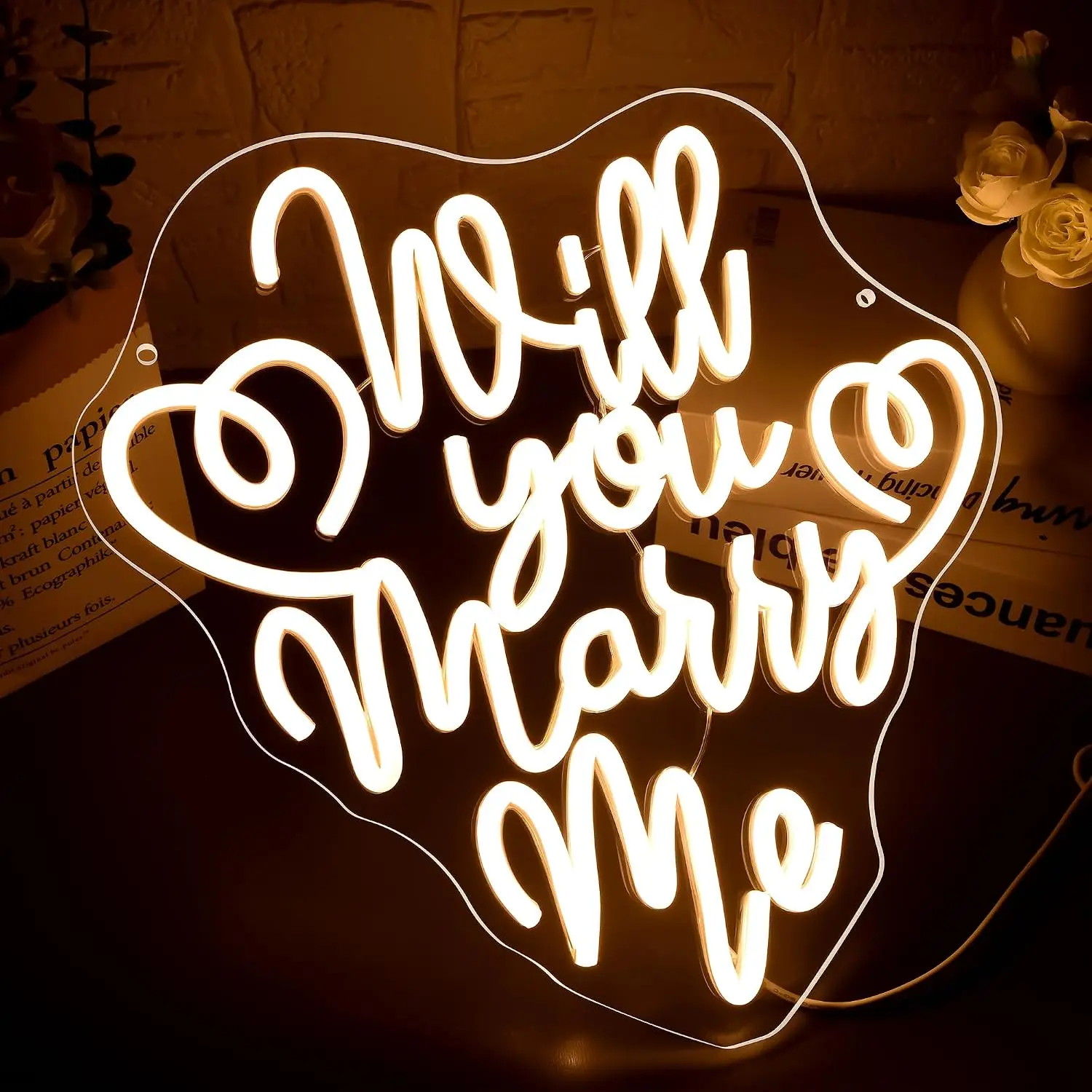 Will You Marry Me LED Neon Sign USB Wall Light Romantic Proposal Backdrop Lamp For Engagement Wedding Bedroom Wall Decor Gift