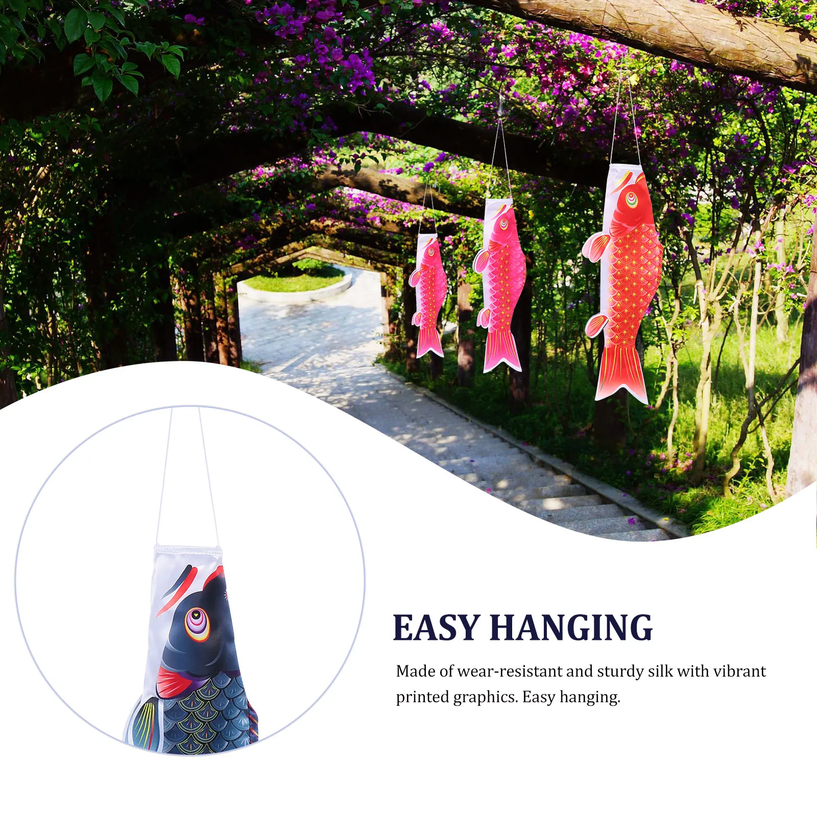 

6Pcs Carp Flag Decor Japanese Fish Flags Hanging Outdoor Festival Decorative Pendant for Garden Backyard Restaurant Celebration