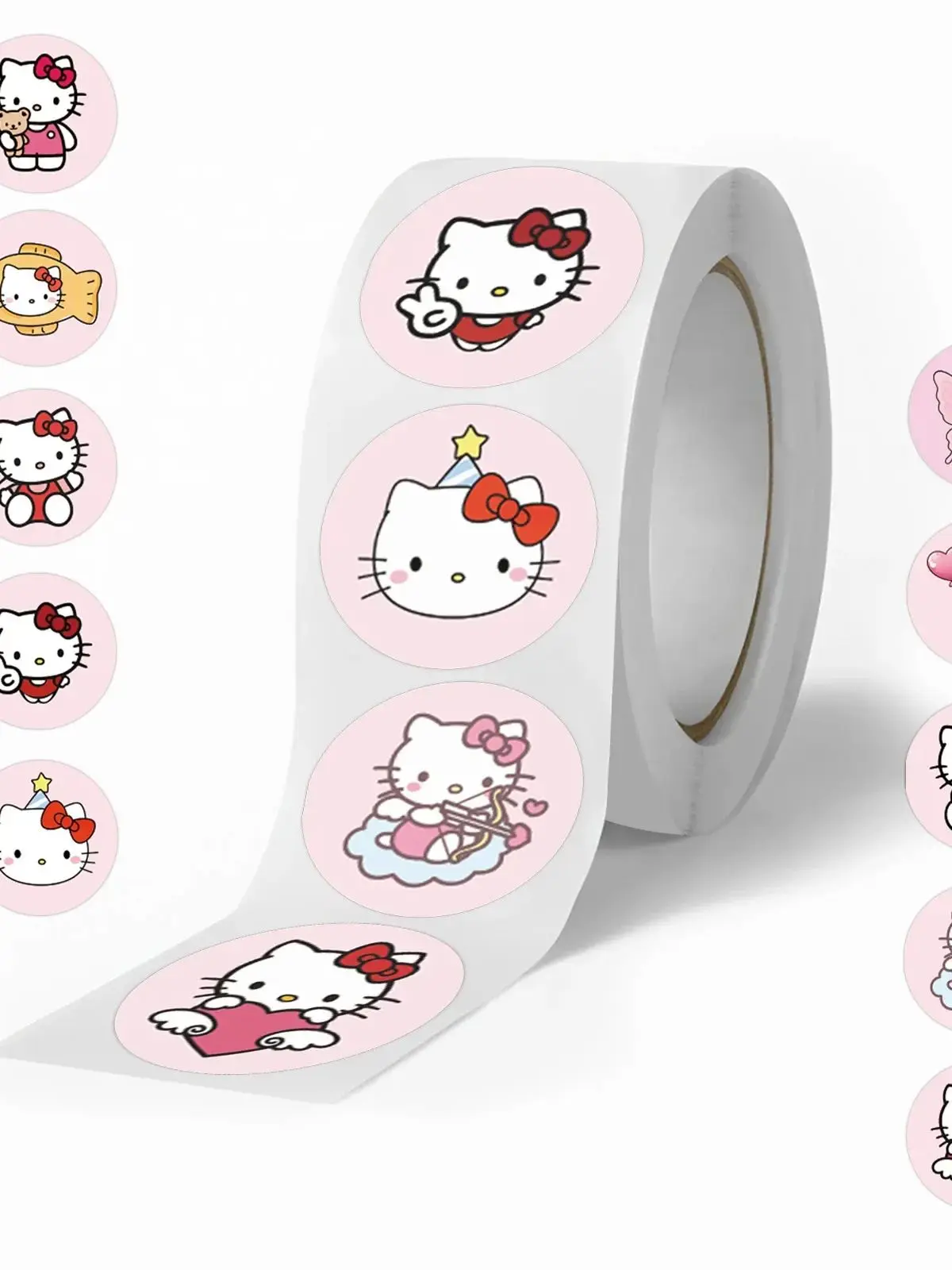 500 pièces/rouleau, autocollants de scellement mignons de dessin animé Hello Kitty rose, graffiti, bricolage, PVC, autocollants pour ordinateur portable, décoration, récompense, cadeau, jouets pour